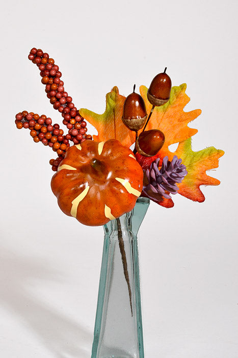 9" Artificial Pumpkin Acorn Berry Pick Orange/Brown