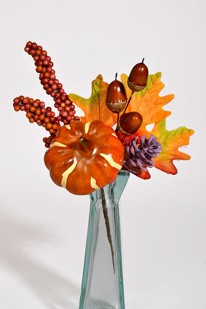 9" Artificial Pumpkin Acorn Berry Pick Orange/Brown