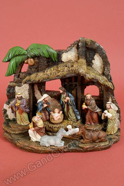 14" Resin Nativity W/creche Multicolor