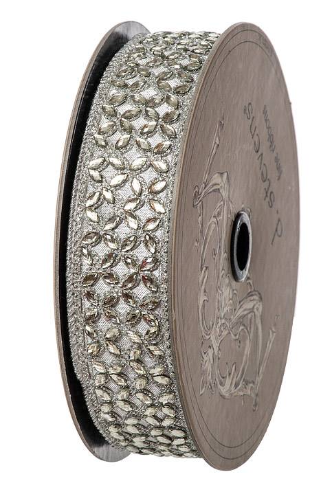 1.5"10yds Met Dupion W/fl Trellis Trim