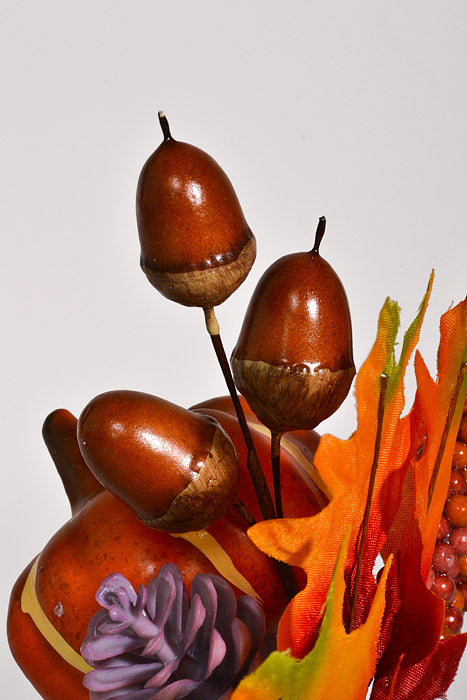 9" Artificial Pumpkin Acorn Berry Pick Orange/Brown