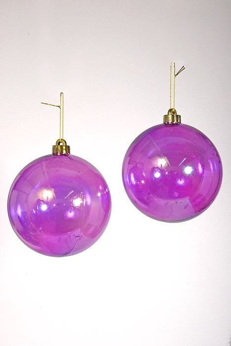 140Mm Clear Ball Ornament Purple/Iridescent Pkg/2