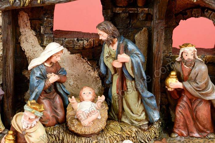 14" Resin Nativity W/creche Multicolor