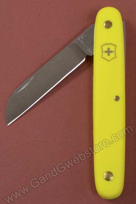 4" Swiss Floral Straight Knife Yellow Handle