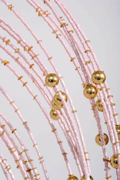 18" Heavy Beaded Rain Spray Pink/Gold