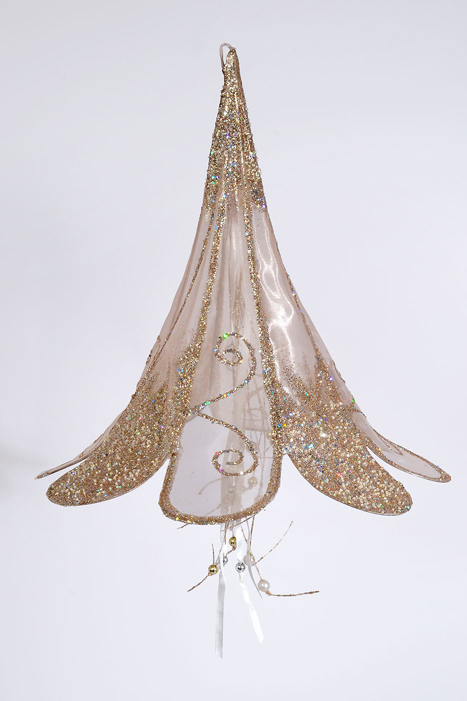 15" Sheer/Bead Glitter Morning Glory Champagne