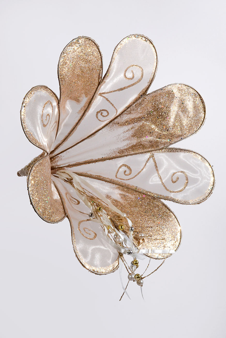 15" Sheer/Bead Glitter Morning Glory Champagne