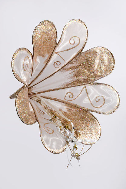 15" Sheer/Bead Glitter Morning Glory Champagne