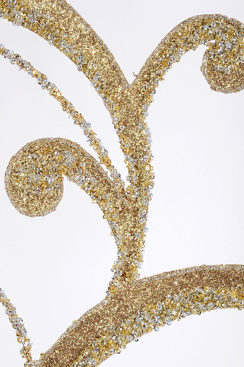 29" Metal Acanthus Scroll Glitter Spray Champagne