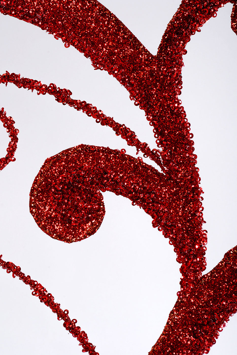 29" Metal Acanthus Scroll Glitter Spray Red