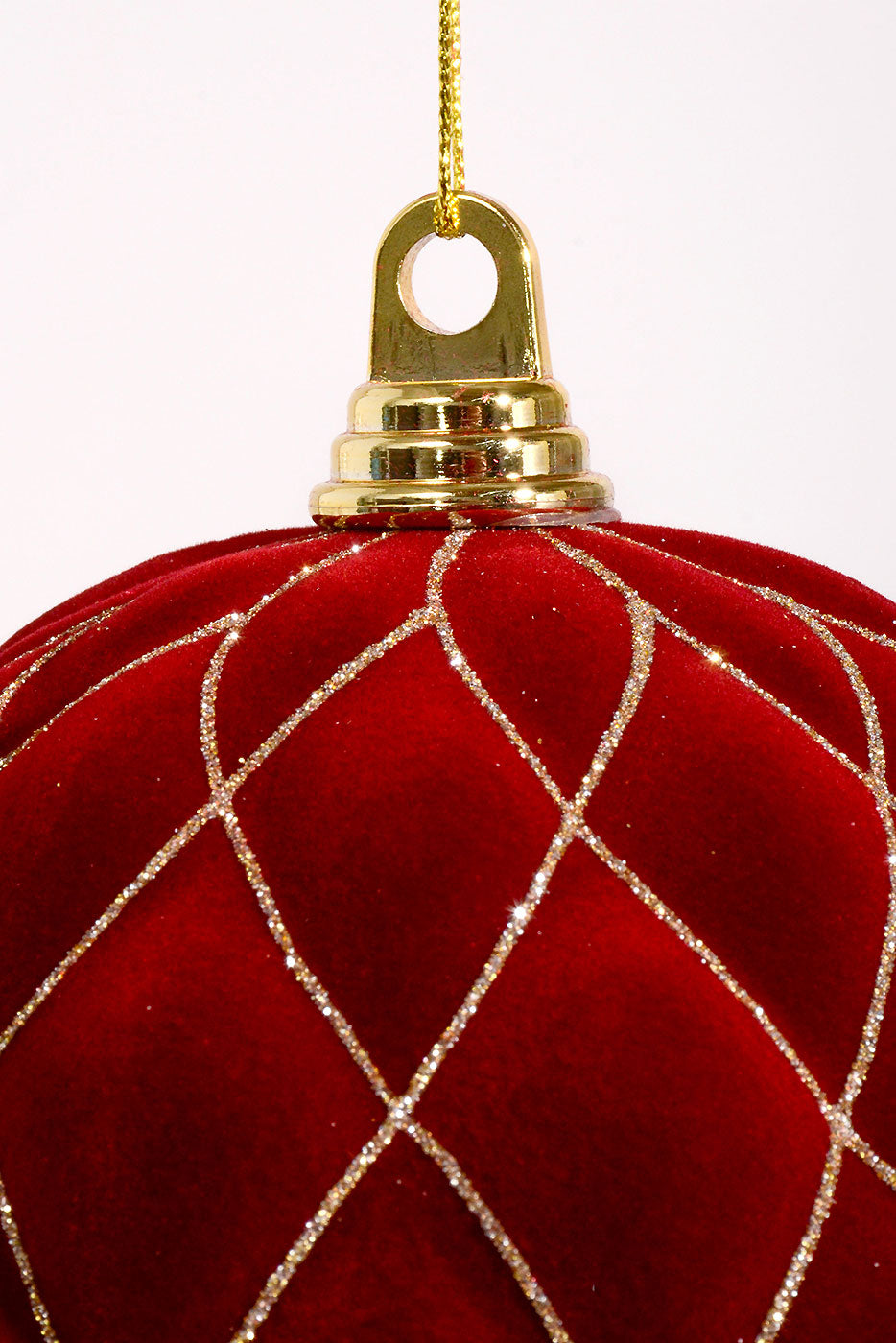 200Mm Flocked with Glitter Diamond Ball Ornament Burgundy