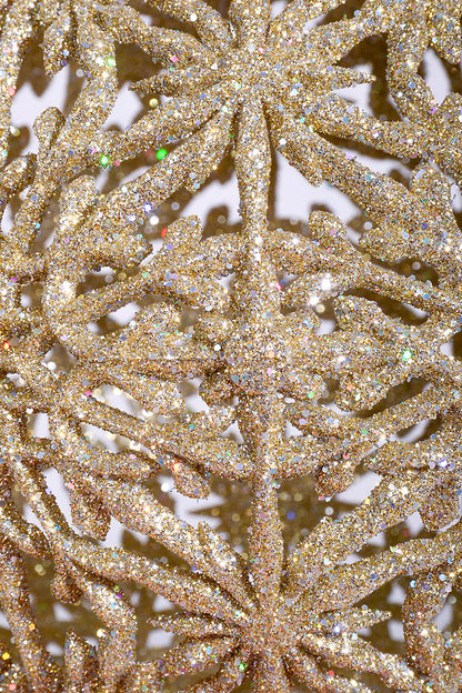 200MM Snowflake Hollow Ball Ornament Champagne