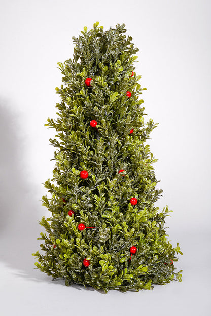 18" Frost Mica Water Proof Berry Boxwood Cone Tree Green