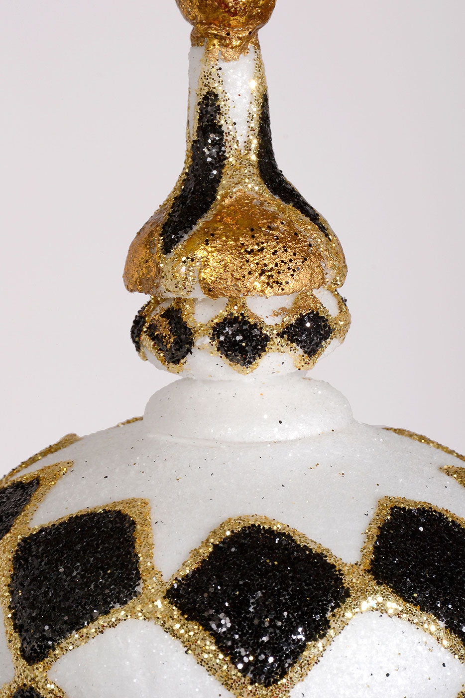 10.5" Harlequin Glitter Kismet Ornament Black/White