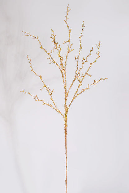 43" Plastic Glitter Iced Branch Gold