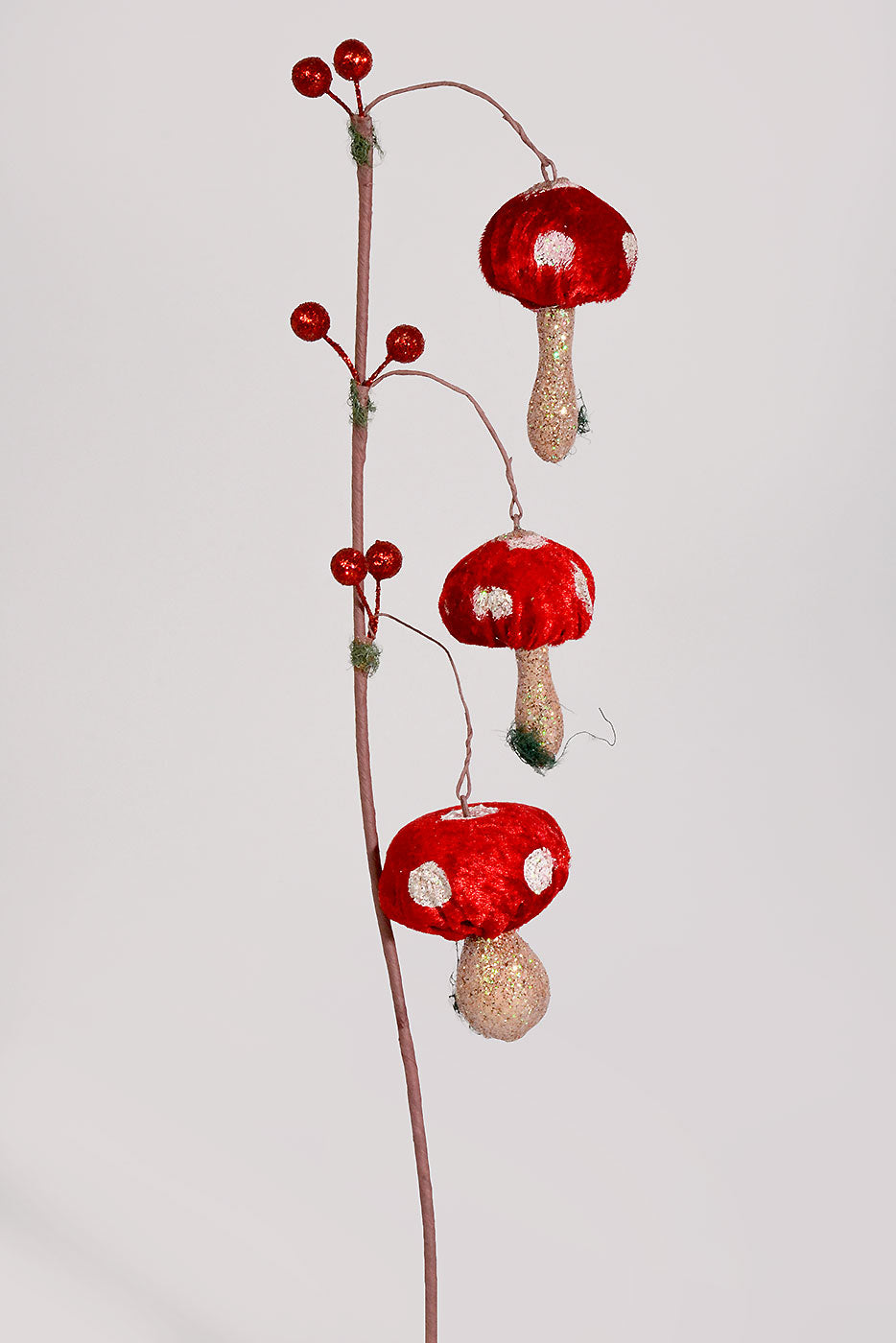 23.5" Polka Dot Triple Mushroom Spray Red/White