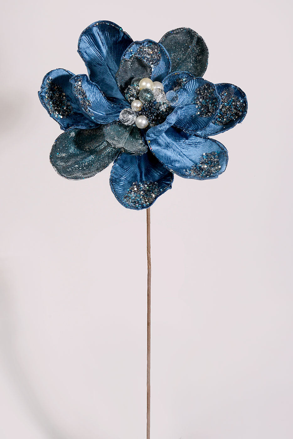 24" Iced Winter Magnolia Stem Navy Blue