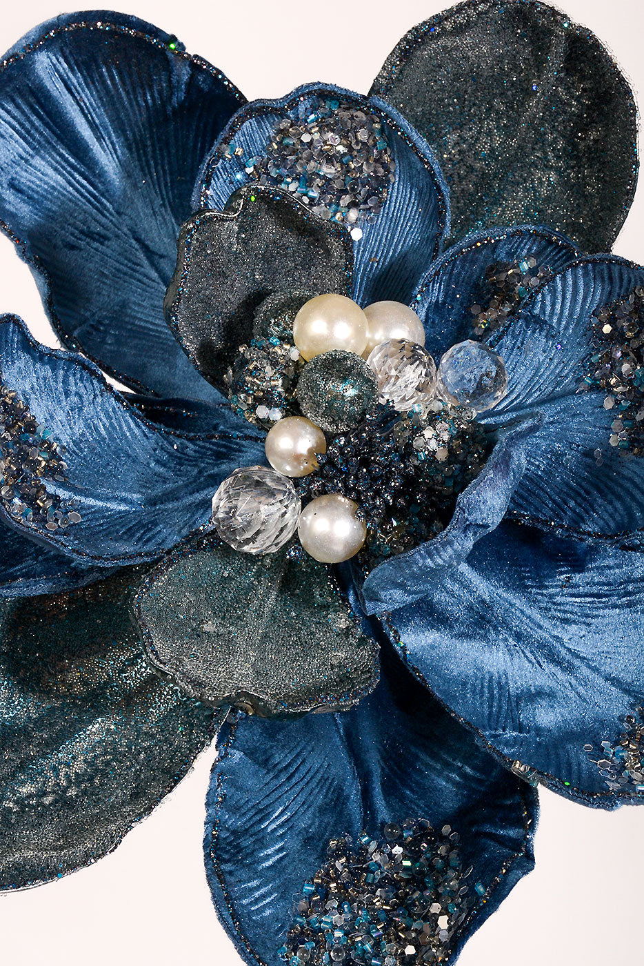 24" Iced Winter Magnolia Stem Navy Blue