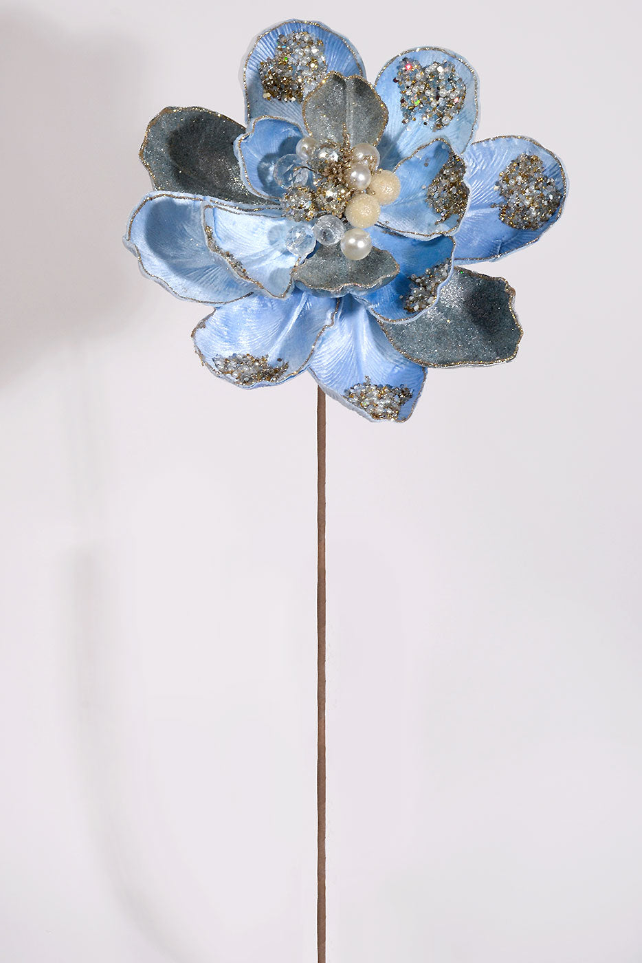 24" Iced Winter Magnolia Stem Light Blue