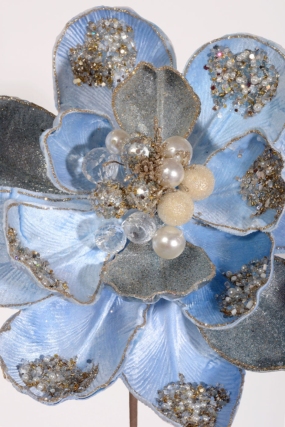 24" Iced Winter Magnolia Stem Light Blue