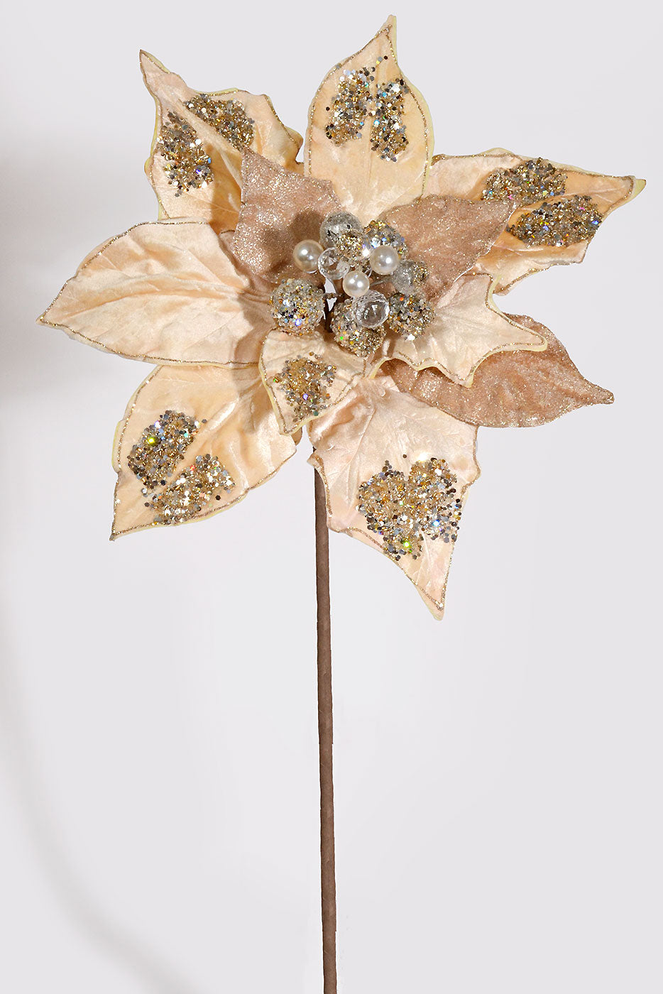 32&quot; Grande Glamour Poinsettia Stem Champagne/Cream