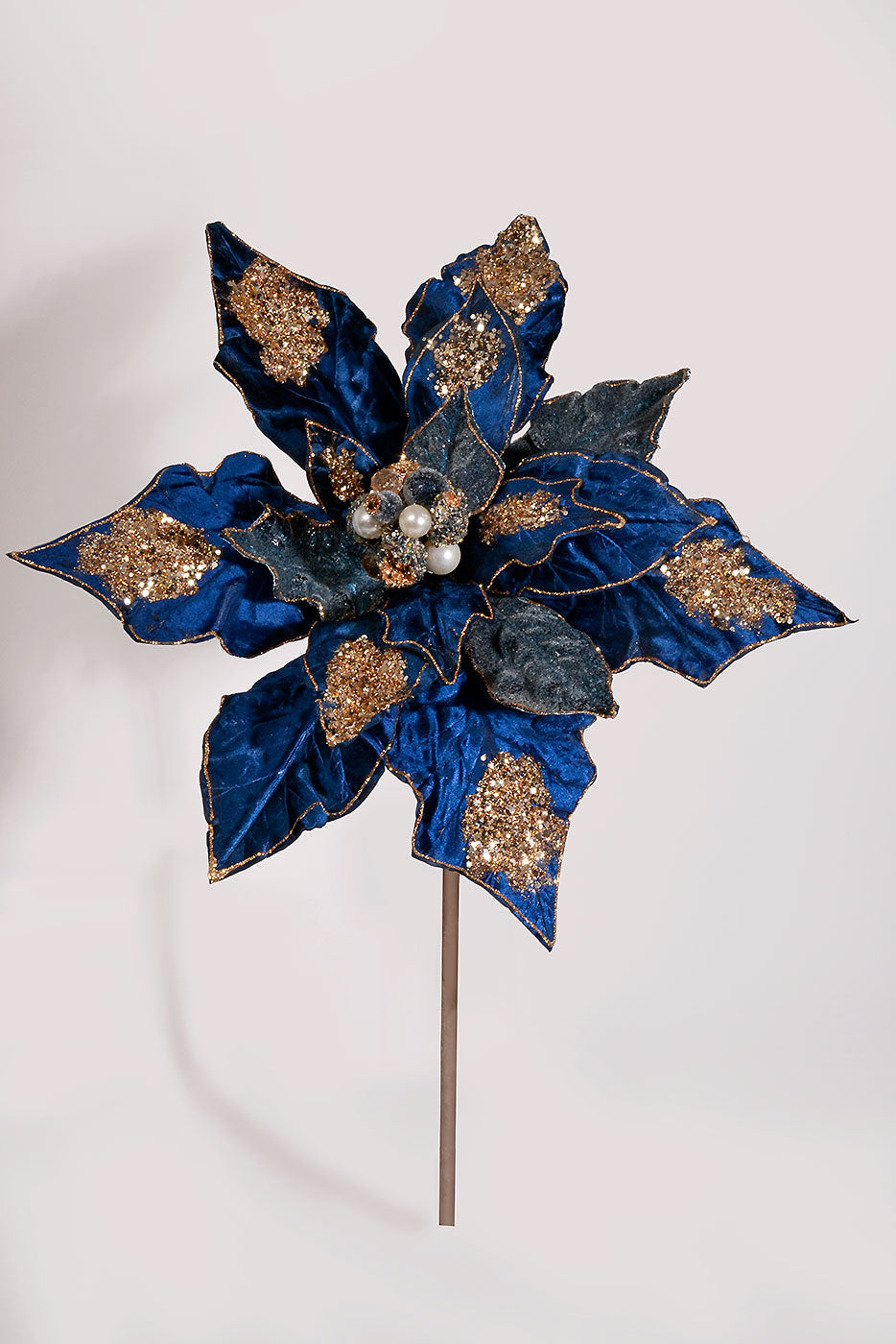 32&quot; Fantasy Poinsettia Stem Midnight Blue