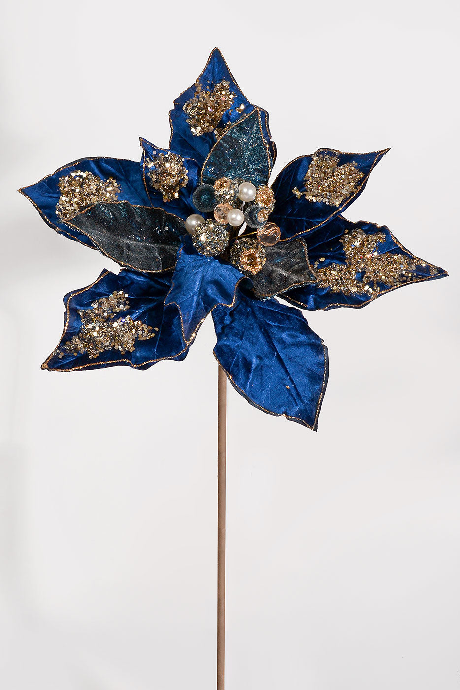 32&quot; Grande Glamour Poinsettia Stem Midnight Blue