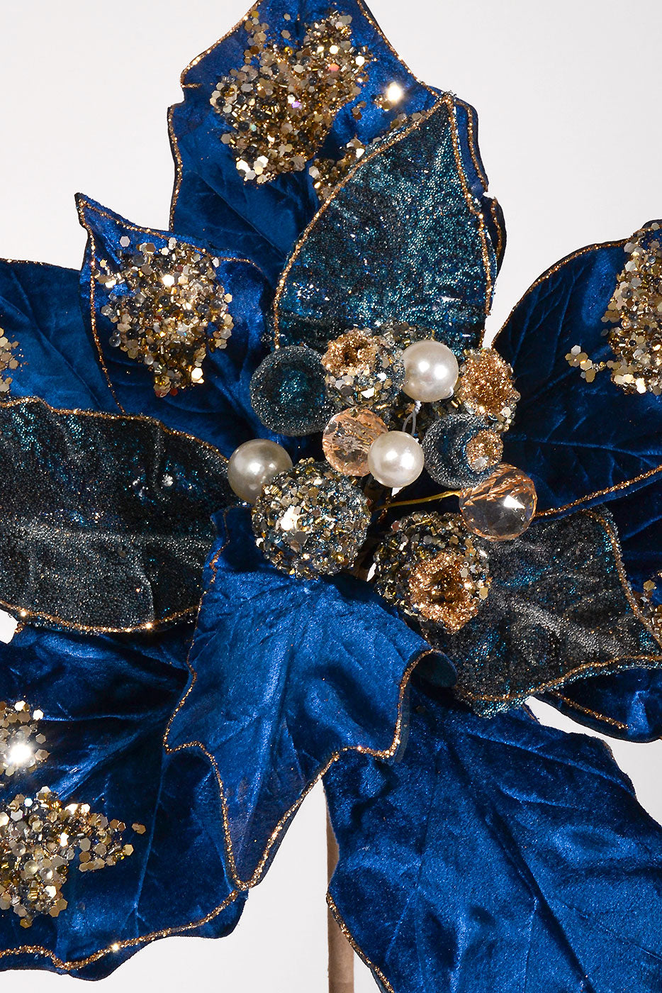 32&quot; Grande Glamour Poinsettia Stem Midnight Blue