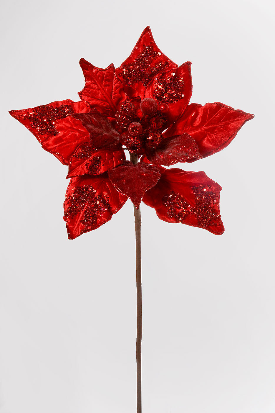 32" Grande Glamour Poinsettia Stem Red