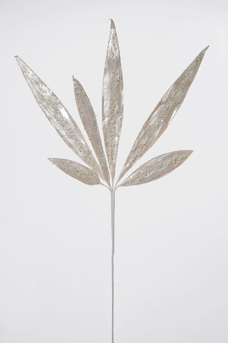 40" Encrusted Sword Leaf Stem Pearl/Ivory