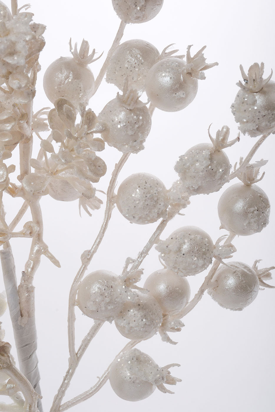 16" Winter Glitter Berry Pick White Iridescent