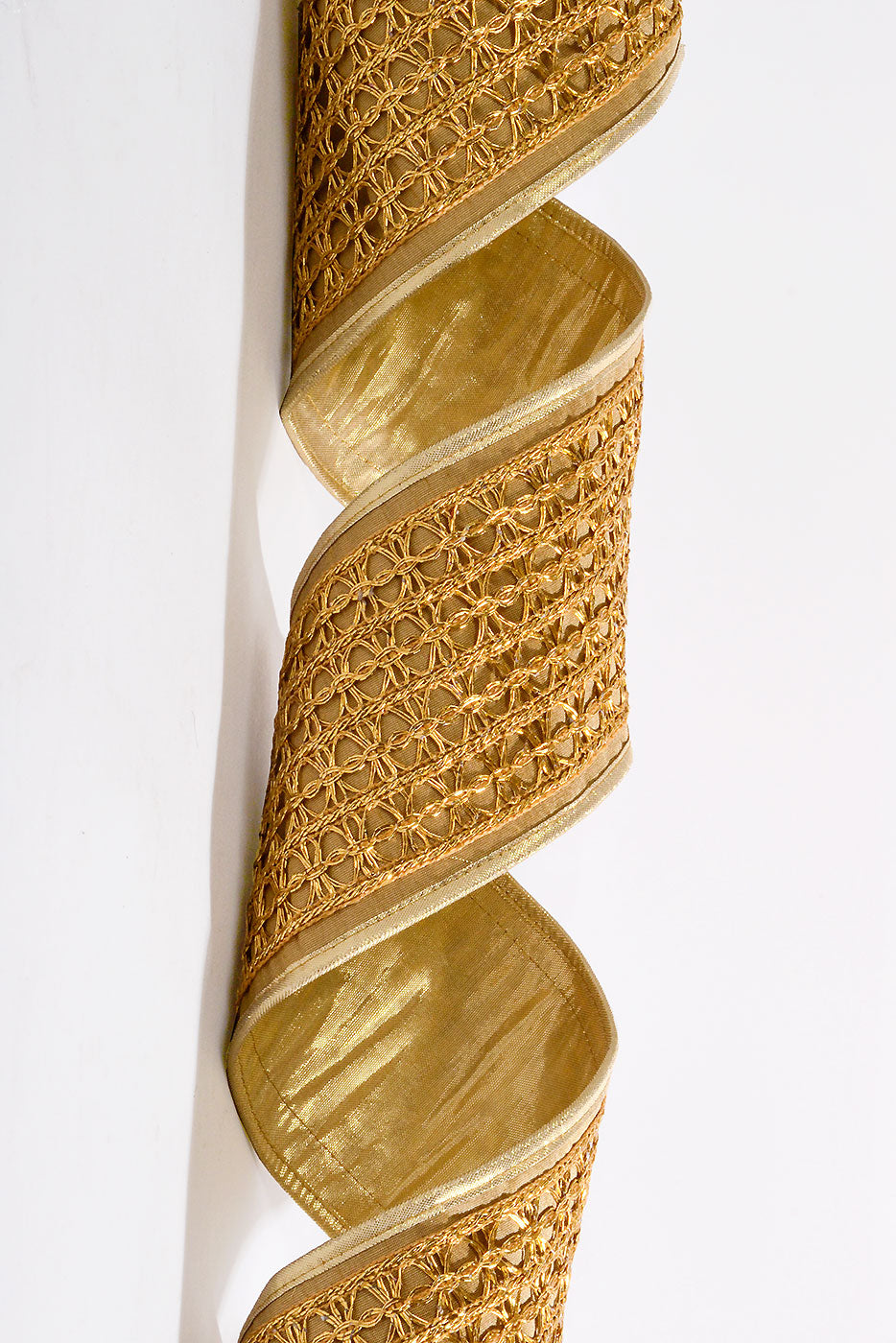 4" X 5Yds Wired Mesh Metallic Dupion Ribbon Gold