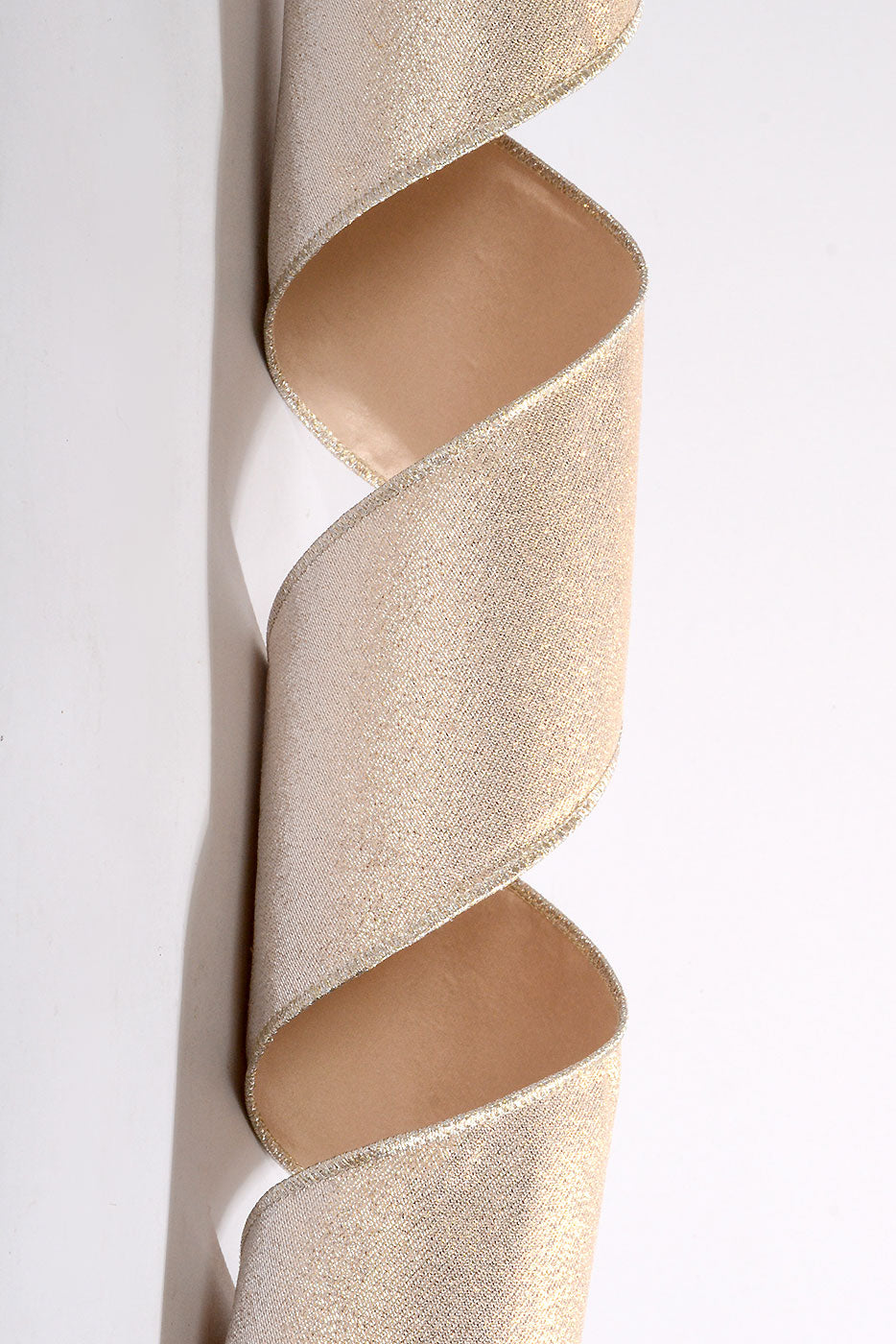 4" X 10Yds Wired Metallic Taffeta Ribbon Champagne