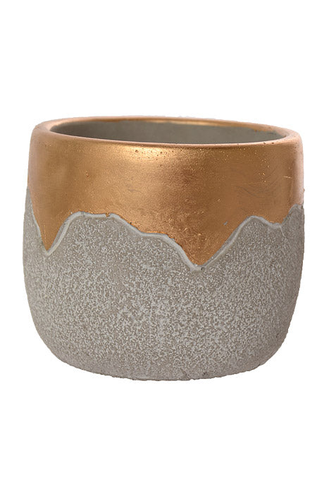 4.5" X 4" Round Pot Gold/Gray