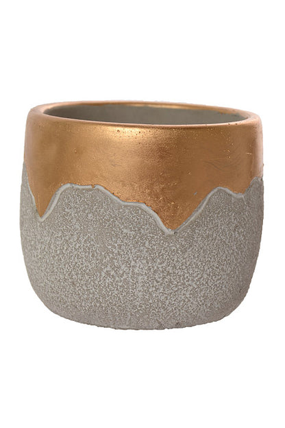 4.5" X 4" Round Pot Gold/Gray