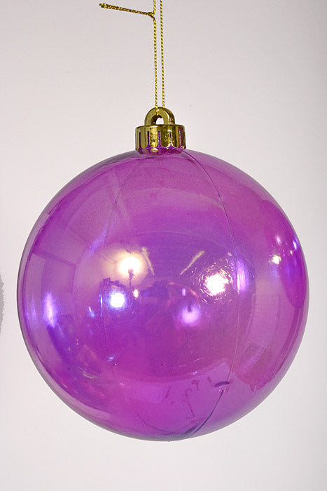 140Mm Clear Ball Ornament Purple/Iridescent Pkg/2