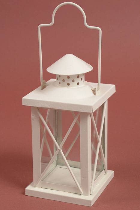 4&quot; X 8&quot; Metal &amp; Glass Candle Lantern Cream