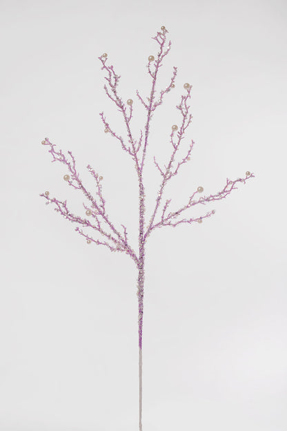 34" Iced Pearl Twig Spray Lavender