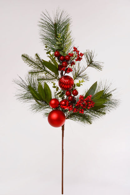 30" Mixed Pine Ball Berry Spray