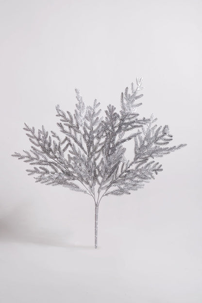 21" Pine Bush with Glitter Silver