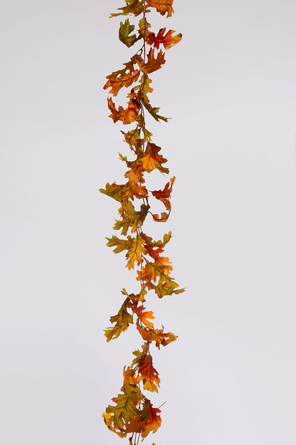 65" Artificial Oak Leaf Garland Red/Yellow/Green