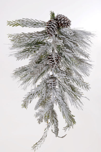 30" Snow Mixed Pine Pinecone Drop