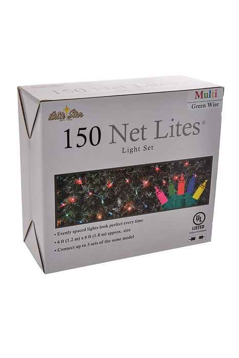 4Ft X 6Ft 150 Lights Net Lites Green/Wire Multi