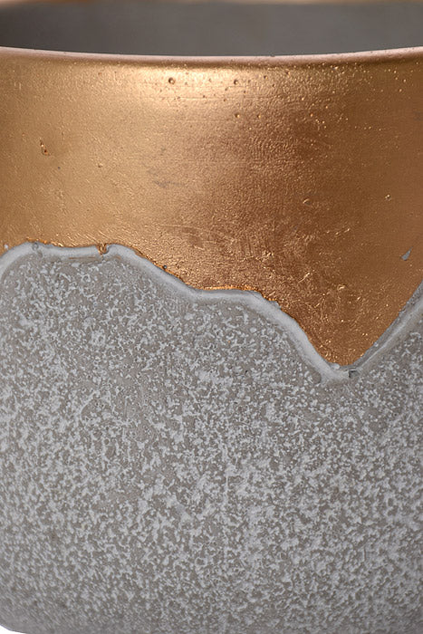 4.5" X 4" Round Pot Gold/Gray