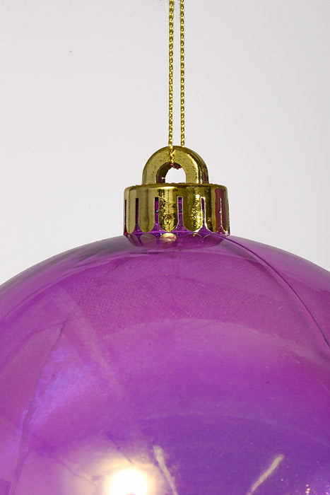 140Mm Clear Ball Ornament Purple/Iridescent Pkg/2