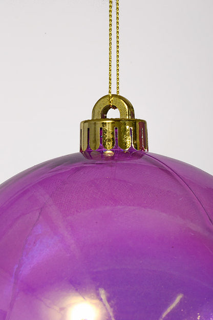 140Mm Clear Ball Ornament Purple/Iridescent Pkg/2