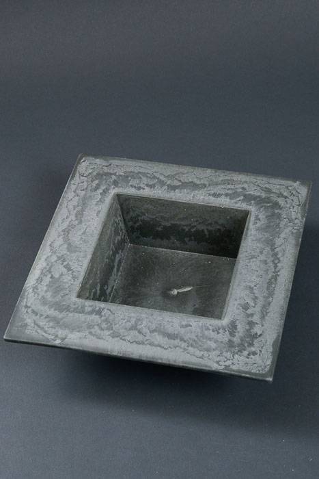 10.5" X 2.5" Square Slate Hard Plastic Pot Gray