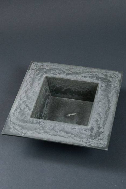 10.5" X 2.5" Square Slate Hard Plastic Pot Gray
