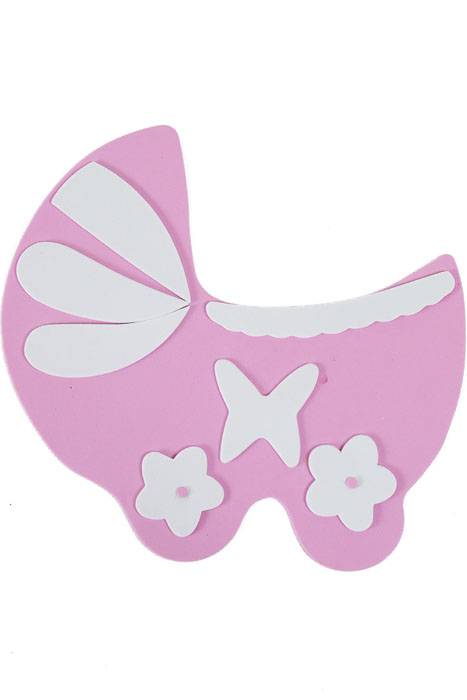 9" X 9.5" Foam Baby Shower Carriage Pink Pkg/3