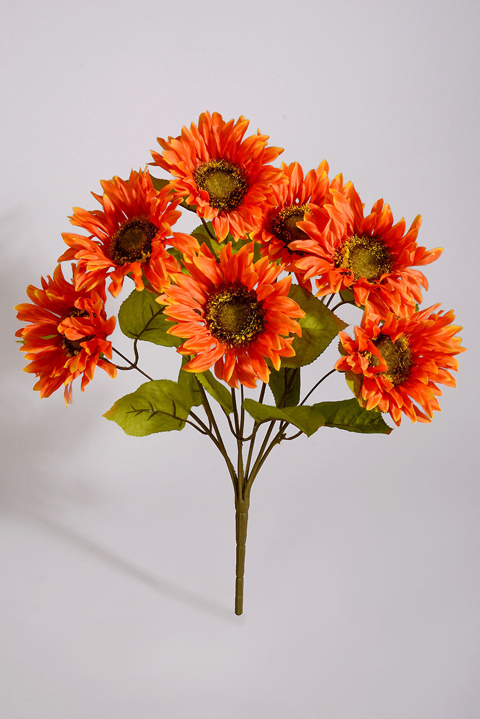 18" Silk Satin Sunflower Bush Orange